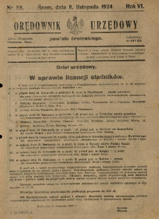 Orędownik Urzędowy Powiatu Śremskiego. 1924.11.08 R.6 Nr58