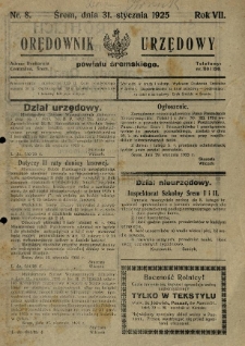 Orędownik Urzędowy Powiatu Śremskiego. 1925.01.31 R.7 Nr8