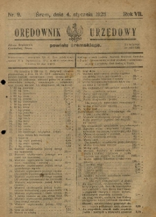 Orędownik Urzędowy Powiatu Śremskiego. 1925.02.04 R.7 Nr9