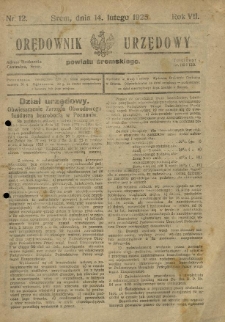Orędownik Urzędowy Powiatu Śremskiego. 1925.02.14 R.7 Nr12