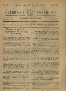 Orędownik Urzędowy Powiatu Śremskiego. 1925.02.18 R.7 Nr13