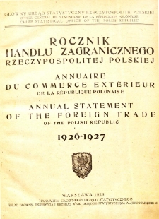 Rocznik handlu zagranicznego Rzeczypospolitej Polskiej 1926-1927