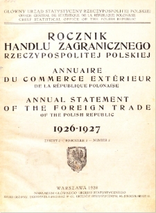 Rocznik handlu zagranicznego Rzeczypospolitej Polskiej 1926-1927 zeszyt 2