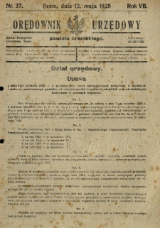 Orędownik Urzędowy Powiatu Śremskiego. 1925.05.12 R.7 Nr37