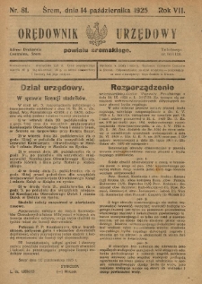 Orędownik Urzędowy Powiatu Śremskiego. 1925.10.14 R.7 Nr81