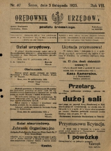Orędownik Urzędowy Powiatu Śremskiego. 1925.11.03 R.7 Nr87