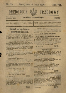 Orędownik Urzędowy Powiatu Śremskiego. 1926.05.05 R.8 Nr33