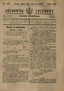 Orędownik Urzędowy Powiatu Śremskiego. 1926.06.26 R.8 Nr48