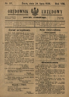Orędownik Urzędowy Powiatu Śremskiego. 1926.07.24 R.8 Nr57