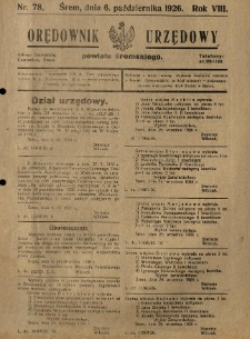 Orędownik Urzędowy Powiatu Śremskiego. 1926.10.06 R.8 Nr78