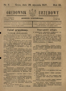 Orędownik Urzędowy Powiatu Śremskiego. 1927.01.29 R.9 Nr8