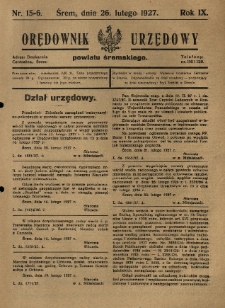 Orędownik Urzędowy Powiatu Śremskiego. 1927.02.26 R.9 Nr15-16