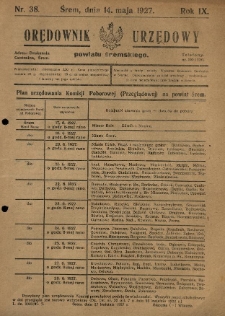 Orędownik Urzędowy Powiatu Śremskiego. 1927.05.14 R.9 Nr38
