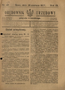 Orędownik Urzędowy Powiatu Śremskiego. 1927.06.22 R.9 Nr50