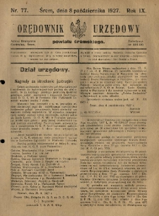 Orędownik Urzędowy Powiatu Śremskiego. 1927.10.08 R.9 Nr77