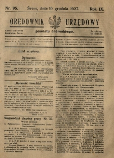 Orędownik Urzędowy Powiatu Śremskiego. 1927
