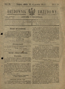 Orędownik Urzędowy Powiatu Śremskiego. 1928.01.18 R.10 Nr5
