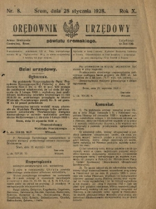 Orędownik Urzędowy Powiatu Śremskiego. 1928.01.28 R.10 Nr8