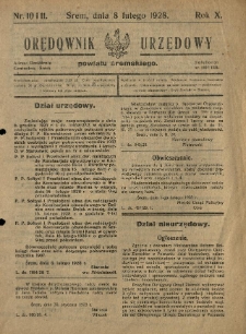 Orędownik Urzędowy Powiatu Śremskiego. 1928.02.08 R.10 Nr10-11