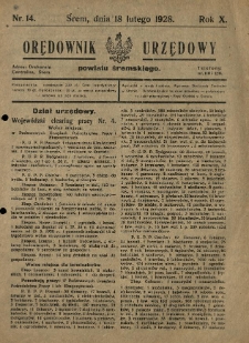 Orędownik Urzędowy Powiatu Śremskiego. 1928.02.18 R.10 Nr14