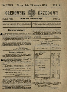 Orędownik Urzędowy Powiatu Śremskiego. 1928.03.24 R.10 Nr22-23
