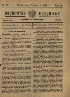 Orędownik Urzędowy Powiatu Śremskiego. 1928.03.31 R.10 Nr25