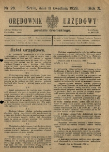 Orędownik Urzędowy Powiatu Śremskiego. 1928.04.11 R.10 Nr28