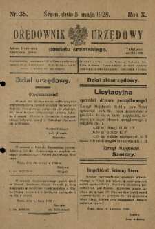Orędownik Urzędowy Powiatu Śremskiego. 1928.05.05 R.10 Nr35