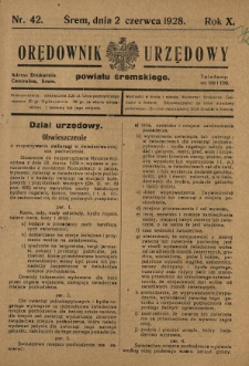 Orędownik Urzędowy Powiatu Śremskiego. 1928.06.02 R.10 Nr42