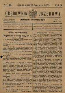 Orędownik Urzędowy Powiatu Śremskiego. 1928.06.16 R.10 Nr46