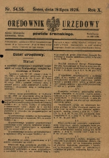 Orędownik Urzędowy Powiatu Śremskiego. 1928.07.18 R.10 Nr54-55