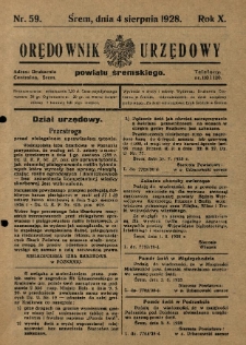 Orędownik Urzędowy Powiatu Śremskiego. 1928.08.04 R.10 Nr59