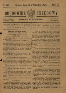 Orędownik Urzędowy Powiatu Śremskiego. 1928.09.08 R.10 Nr68