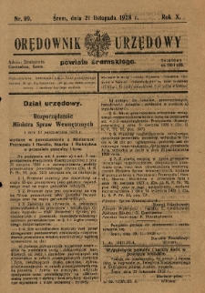 Orędownik Urzędowy Powiatu Śremskiego. 1928.11.21 R.10 Nr89