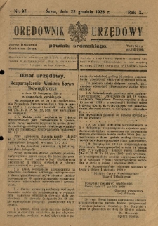 Orędownik Urzędowy Powiatu Śremskiego. 1928.12.22 R.10 Nr97
