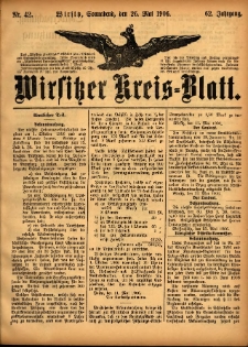 Wirsitzer Kreis-Blatt: herausgegeben vom Königlichen Landraths-Amte 1906.05.26 Jg.62 Nr42