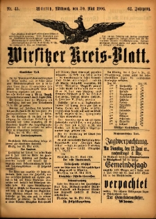 Wirsitzer Kreis-Blatt: herausgegeben vom Königlichen Landraths-Amte 1906.05.30 Jg.62 Nr43
