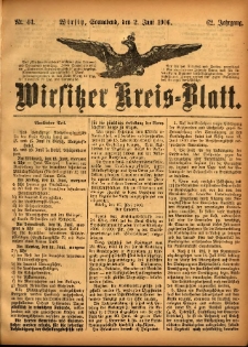 Wirsitzer Kreis-Blatt: herausgegeben vom Königlichen Landraths-Amte 1906.06.02 Jg.62 Nr44