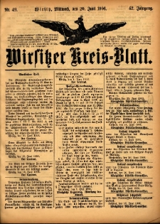 Wirsitzer Kreis-Blatt: herausgegeben vom Königlichen Landraths-Amte 1906.06.20 Jg.62 Nr49