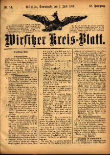Wirsitzer Kreis-Blatt: herausgegeben vom Königlichen Landraths-Amte 1906.07.07 Jg.62 Nr54