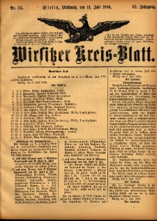 Wirsitzer Kreis-Blatt: herausgegeben vom Königlichen Landraths-Amte 1906.07.11 Jg.62 Nr55