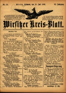 Wirsitzer Kreis-Blatt: herausgegeben vom Königlichen Landraths-Amte 1906.07.25 Jg.62 Nr59