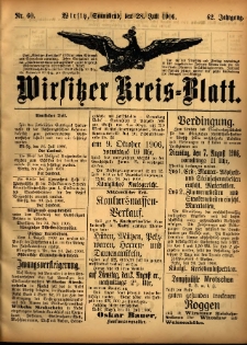 Wirsitzer Kreis-Blatt: herausgegeben vom Königlichen Landraths-Amte 1906.07.28 Jg.62 Nr60