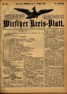 Wirsitzer Kreis-Blatt: herausgegeben vom Königlichen Landraths-Amte 1906.08.08 Jg.62 Nr63