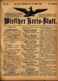 Wirsitzer Kreis-Blatt: herausgegeben vom Königlichen Landraths-Amte 1906.08.11 Jg.62 Nr64