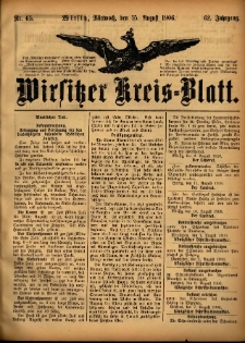 Wirsitzer Kreis-Blatt: herausgegeben vom Königlichen Landraths-Amte 1906.08.15 Jg.62 Nr65
