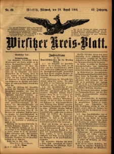 Wirsitzer Kreis-Blatt: herausgegeben vom Königlichen Landraths-Amte 1906.08.29 Jg.62 Nr69
