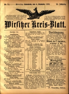 Wirsitzer Kreis-Blatt: herausgegeben vom Königlichen Landraths-Amte 1906.09.08 Jg.62 Nr72