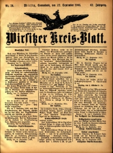 Wirsitzer Kreis-Blatt: herausgegeben vom Königlichen Landraths-Amte 1906.09.22 Jg.62 Nr76