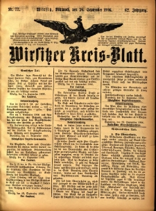 Wirsitzer Kreis-Blatt: herausgegeben vom Königlichen Landraths-Amte 1906.09.26 Jg.62 Nr77